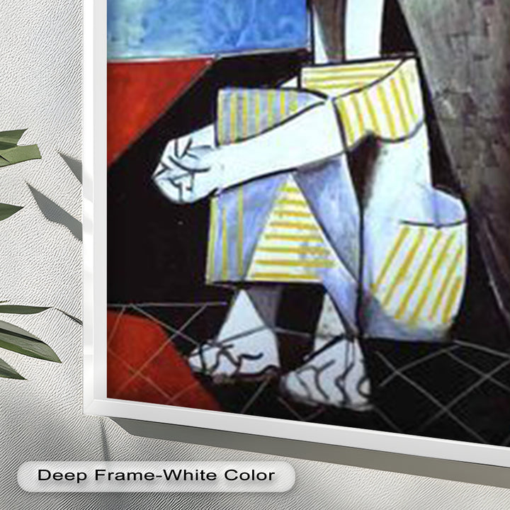 Seated in Reflection – Picasso Style Abstract Oil Painting