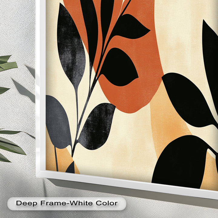 Earth-Tone Botanical Silhouette – Modern Boho Oil Painting