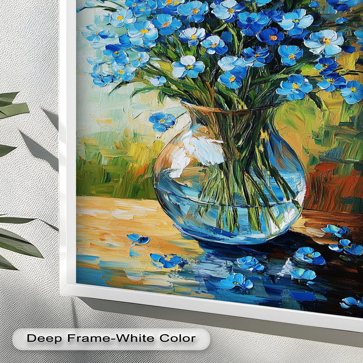 Blue Wildflower Bouquet Wall Art – Floral Oil Painting