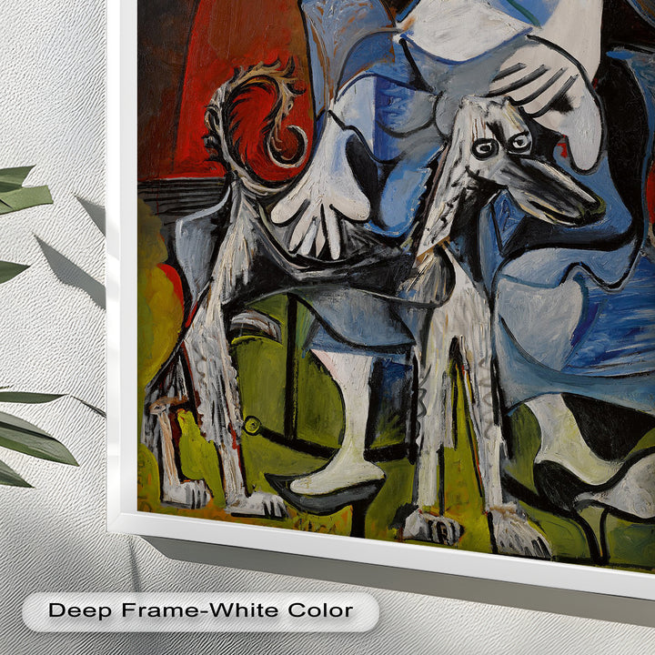 Guardian in Abstraction – Woman with Dog Cubist Oil Painting