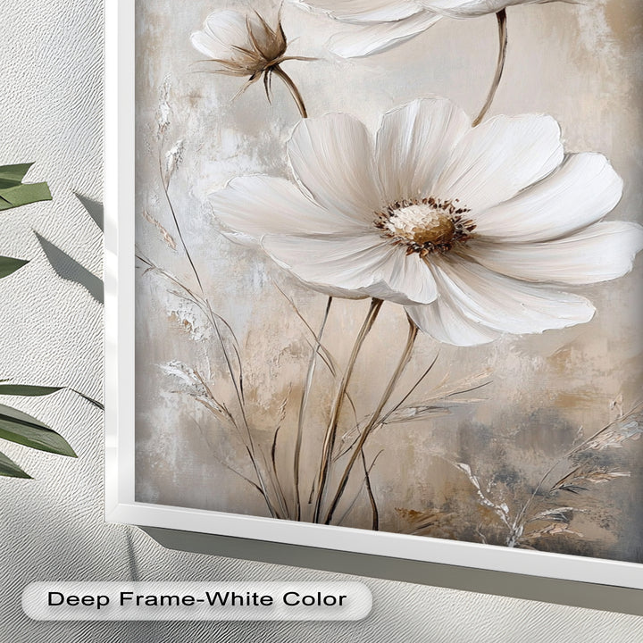 Soft Ivory Florals in Warm Neutrals - Flower Oil Painting