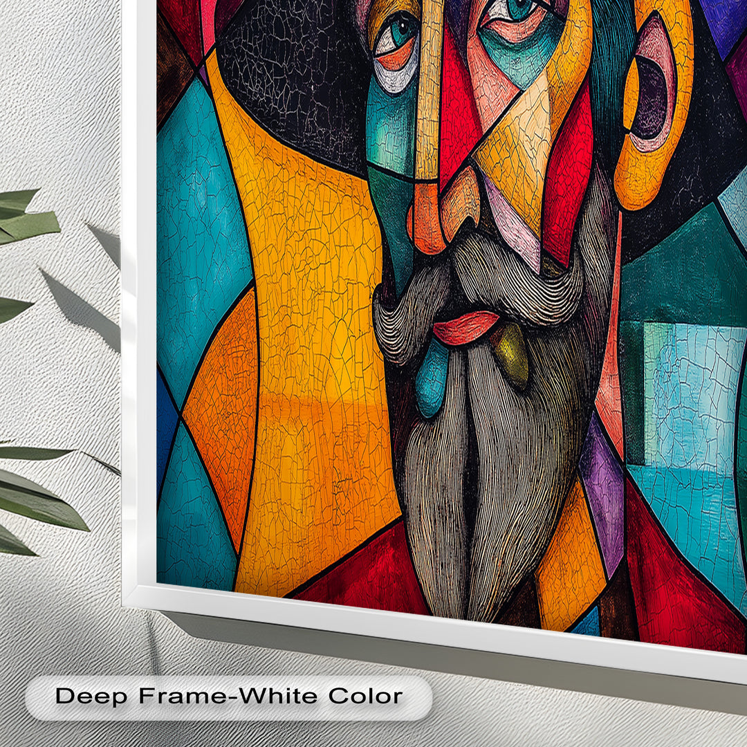 The Thinker’s Mosaic – Abstract Male Portrait Oil Painting