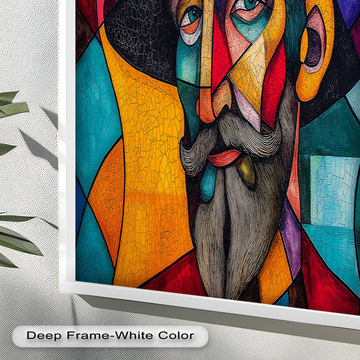 The Thinker’s Mosaic – Abstract Male Portrait Oil Painting