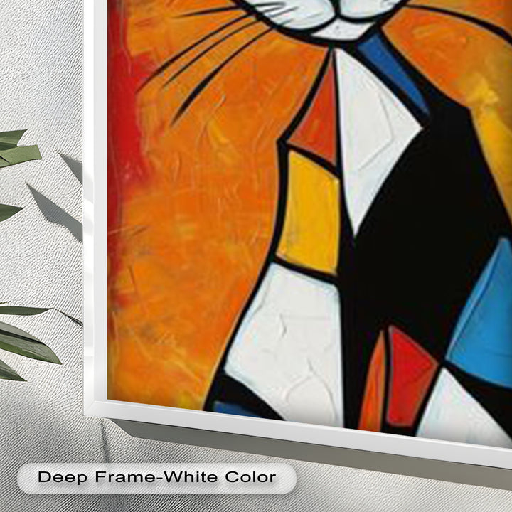 Geometric Feline – Abstract Cat Picasso Style Oil Painting
