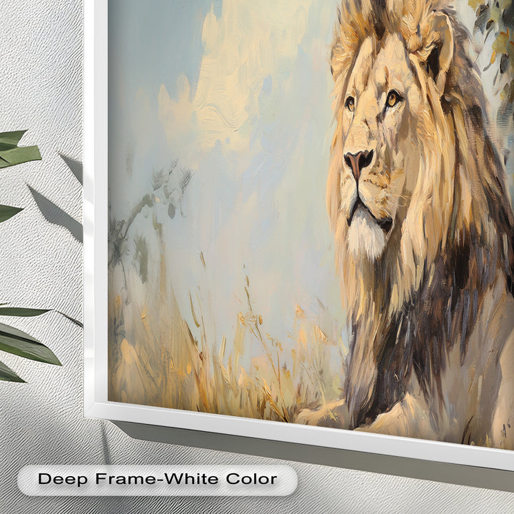 Lion Beneath African Sky - Animal Oil Painting