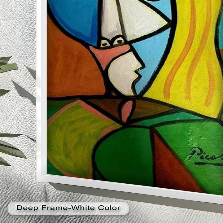 Golden Gaze – Cubist Woman in Hat Picasso Oil Painting