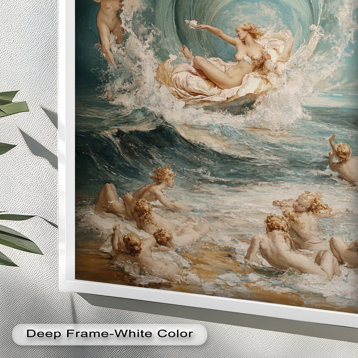 The Birth of Beauty – Mythic Seafoam and Cherubs Nude Oil Painting