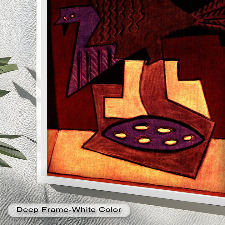 Abstract Bird & Bowl Wall Art – Cubist Oil Painting