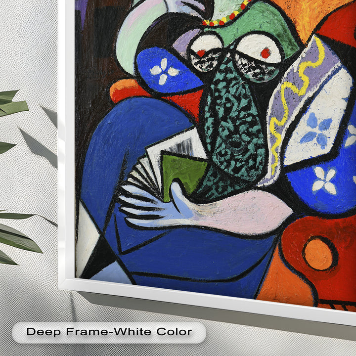 Abstract Woman Reading on Red Armchair - Picasso Oil Painting