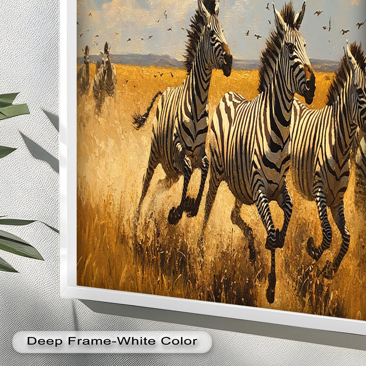 Thundering Zebra Herd – Wild Safari Oil Painting