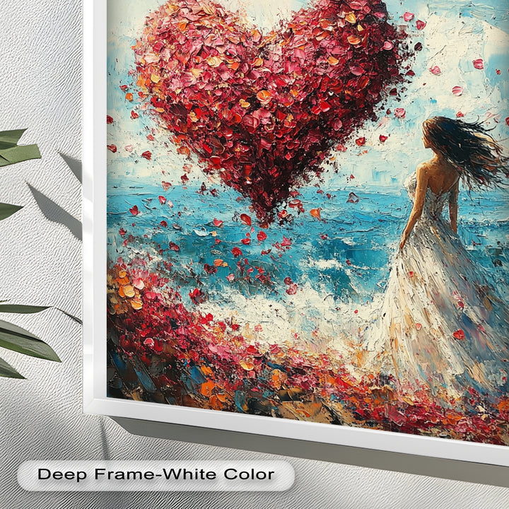Petals of Love – Romantic Woman by the Sea Love Oil Painting