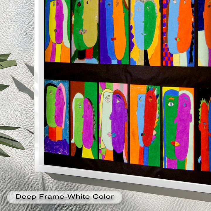 Pop Cubist Faces Wall Art – Abstract Oil Painting