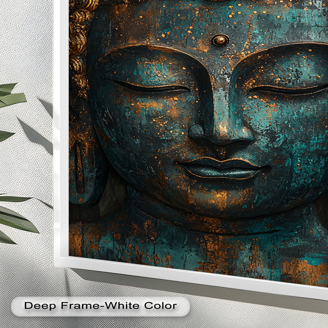 Turquoise Buddha Wall Art – Religious Oil Painting