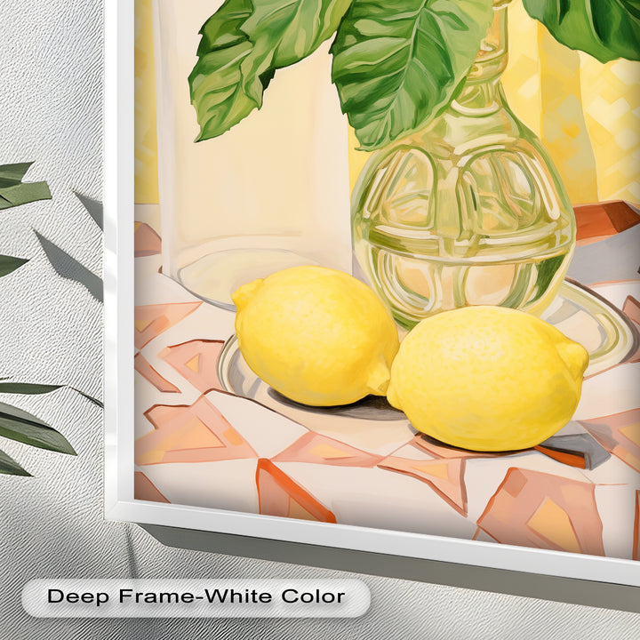 Lemon & Leaf Kitchen Art – Framed Oil Painting