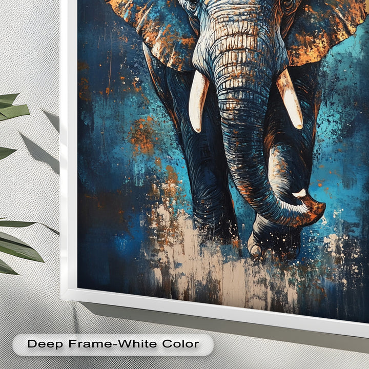 Elephant in Blue Tones - Animal Oil Painting