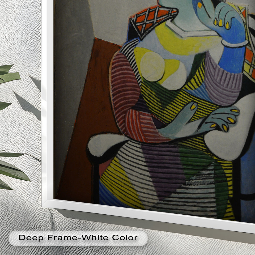 Striped Thoughts – Colorful Woman in Hat Picasso Oil Painting