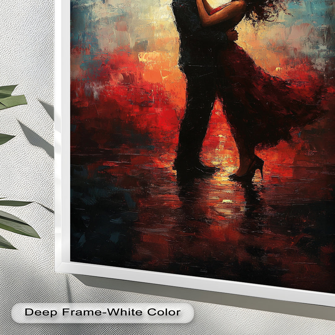 Eternal Flame – Embracing Couple at Sunset Love Oil Painting