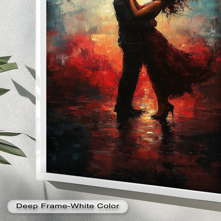 Eternal Flame – Embracing Couple at Sunset Love Oil Painting