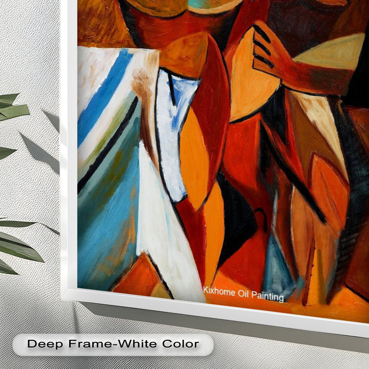 Embracing Figures Wall Art – Cubist Abstract Oil Painting