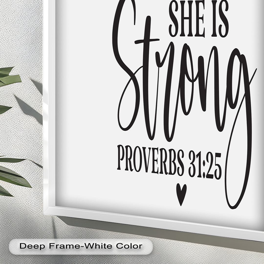 She Is Strong – Proverbs 31:25 Bible Verse Oil Painting