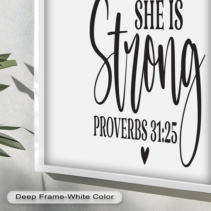 She Is Strong – Proverbs 31:25 Bible Verse Oil Painting
