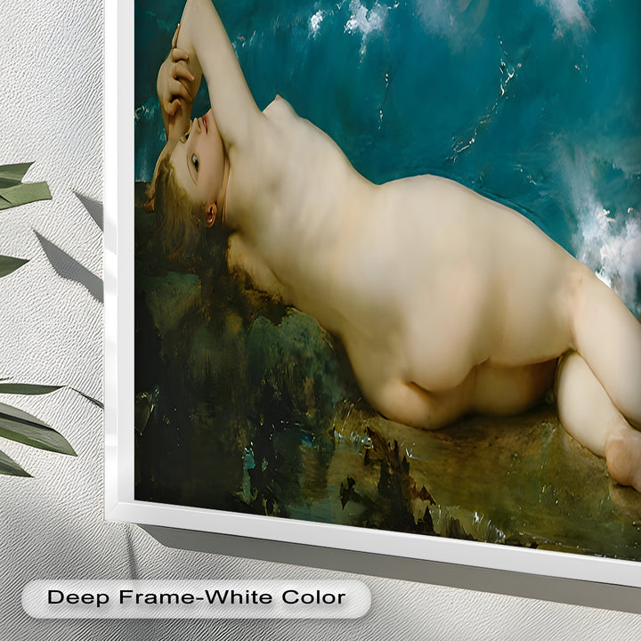 Sirensong Repose – Mythological Nude Beside the Sea Oil Painting