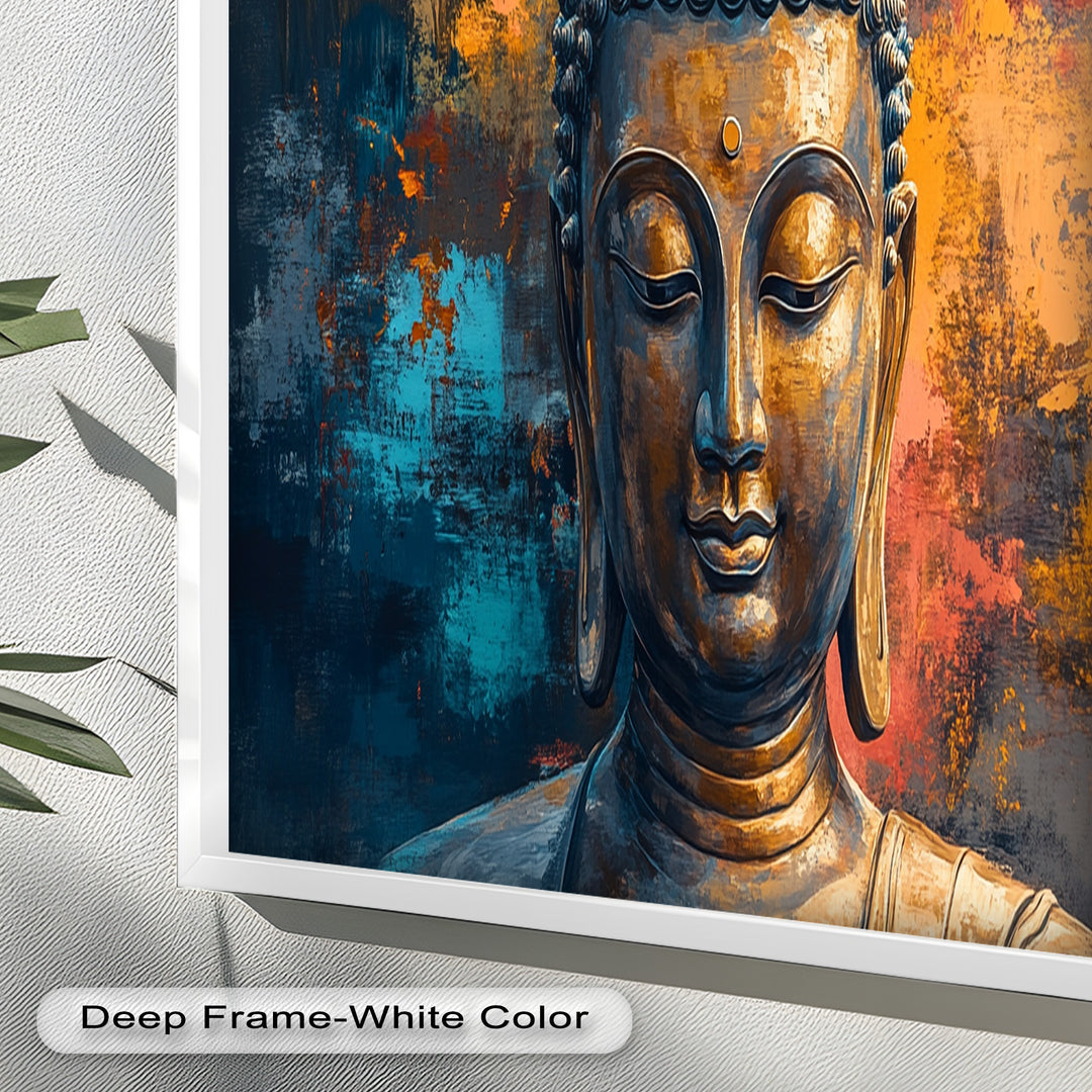 Golden Buddha Wall Art – Colorful Oil Painting