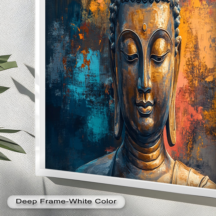 Golden Buddha Wall Art – Colorful Oil Painting