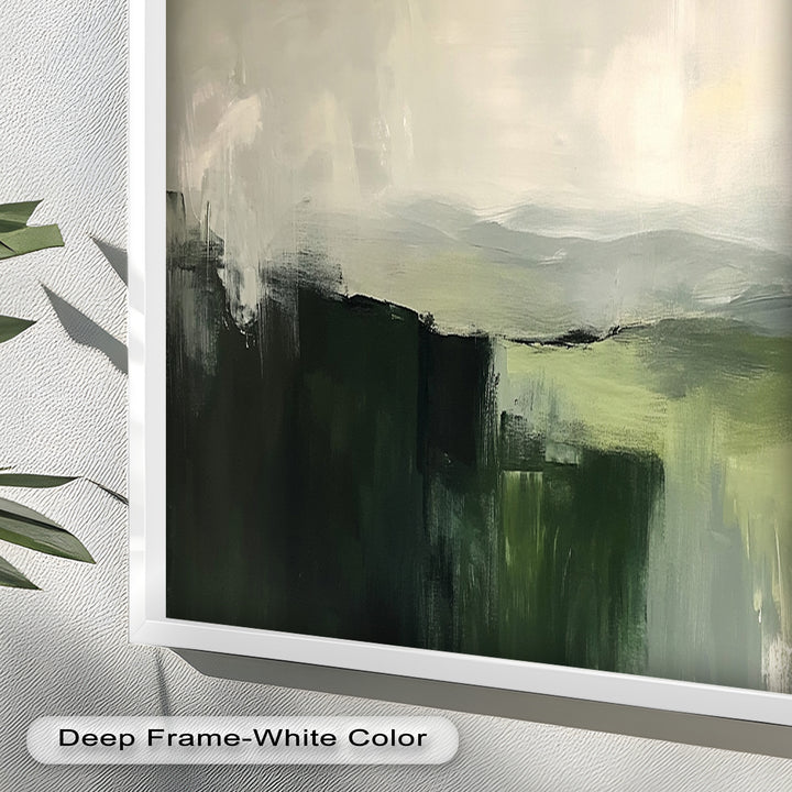 Misty Valley Horizon – Green Abstract Oil Painting