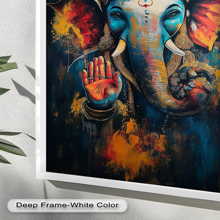Lebendige Ganesha-Wandkunst – Religiöses Ölgemälde
