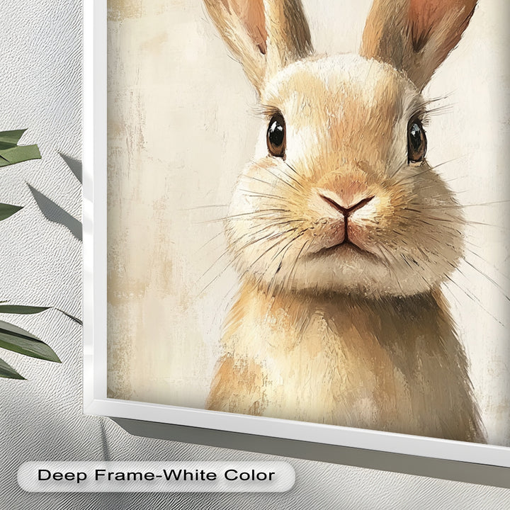 Soft-Gazed Bunny in Cream Hues - Animal Oil Painting
