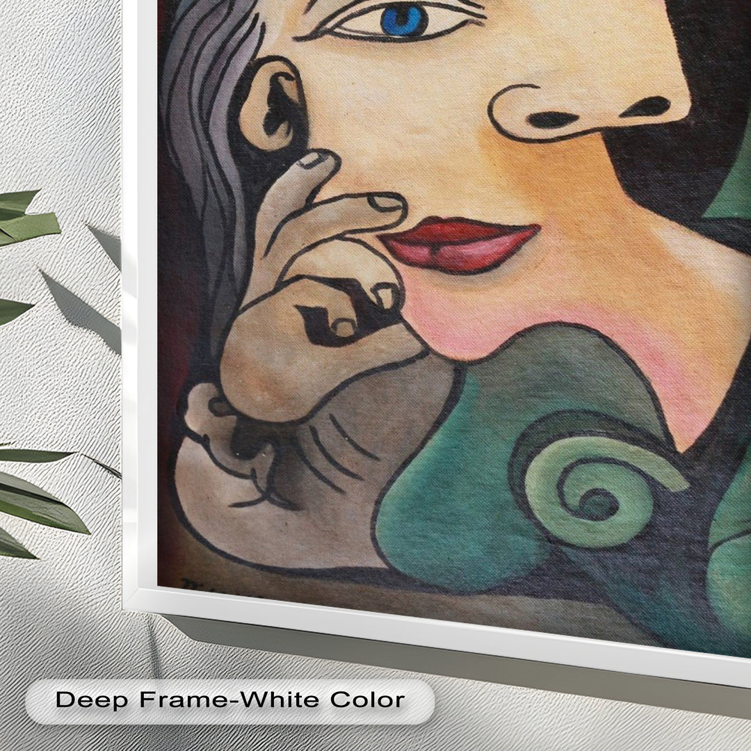Quiet Bloom – Woman with Yellow Flower Picasso Oil Painting