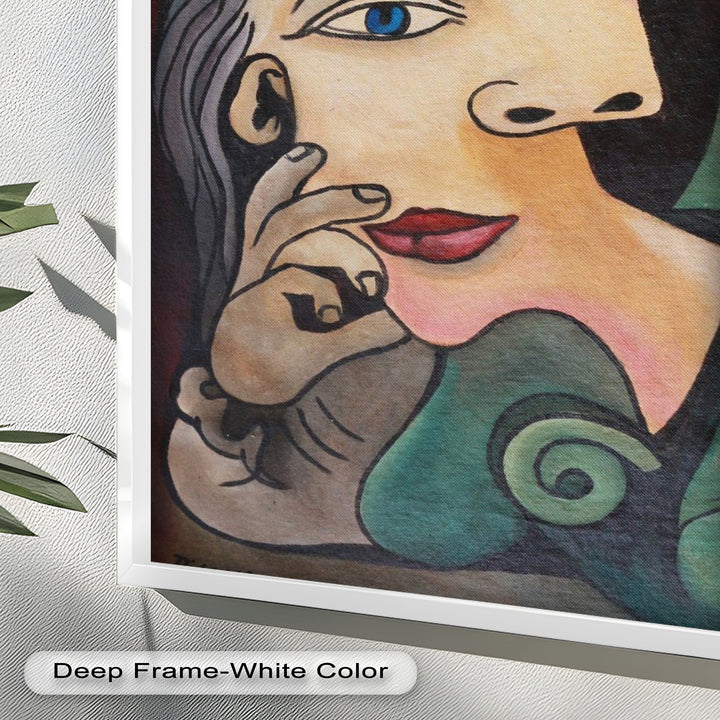 Quiet Bloom – Woman with Yellow Flower Picasso Oil Painting