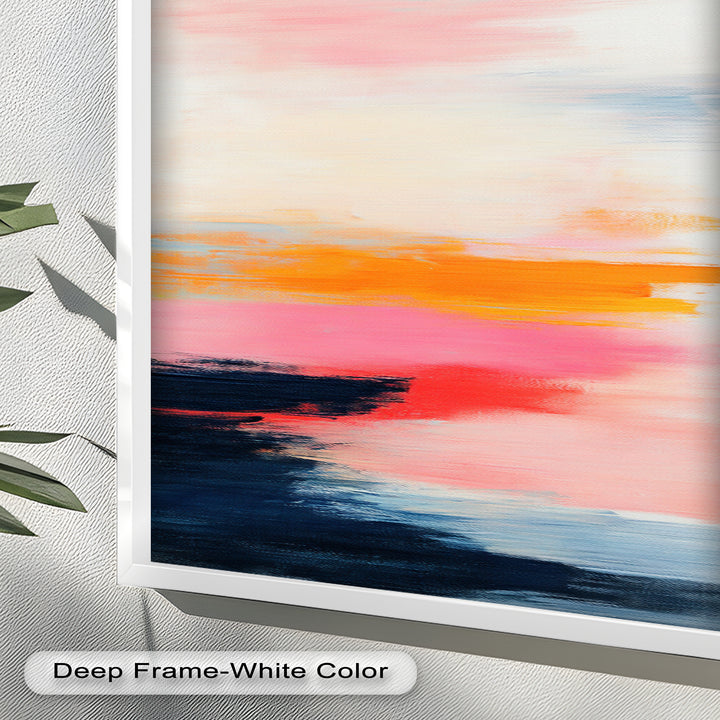 Blush Horizon – Abstraktes Ölgemälde mit Sonnenuntergangshimmel