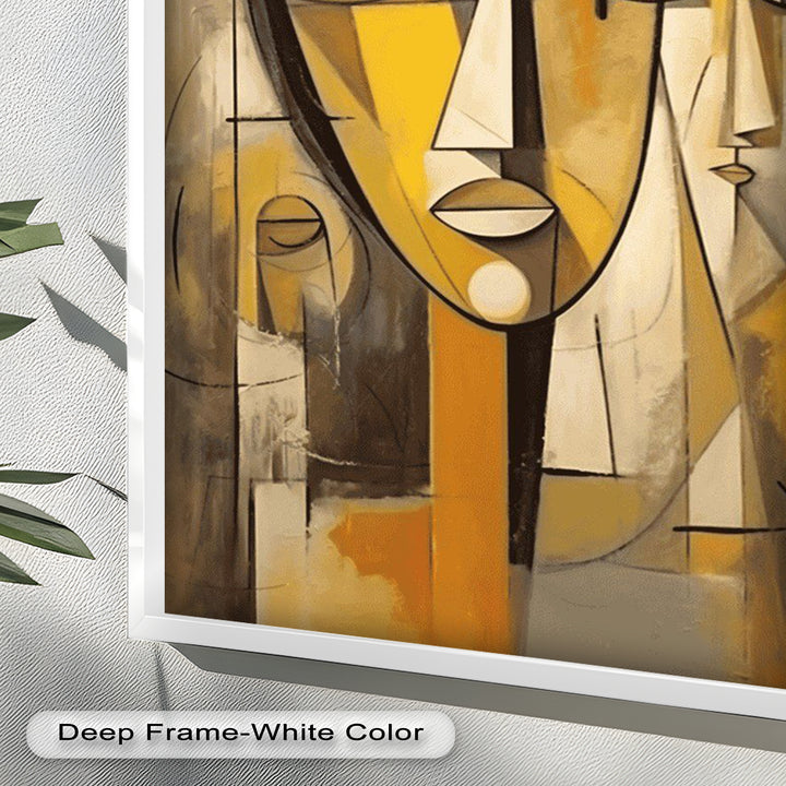 Golden Echoes – Cubist Expression of Faces in Motion Picasso Oil Painting