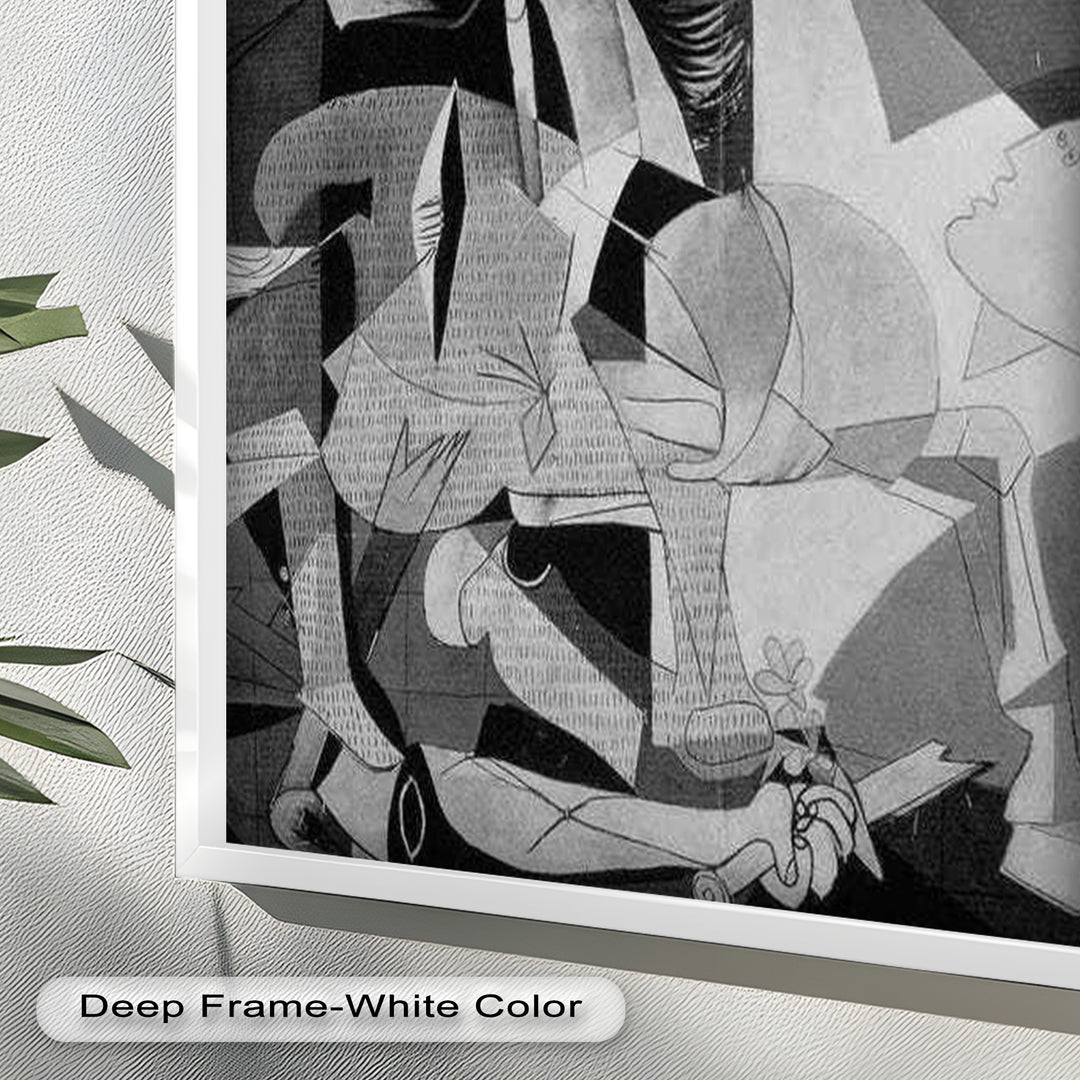 Echoes of War – Black & White Cubist Masterpiece Oil Painting