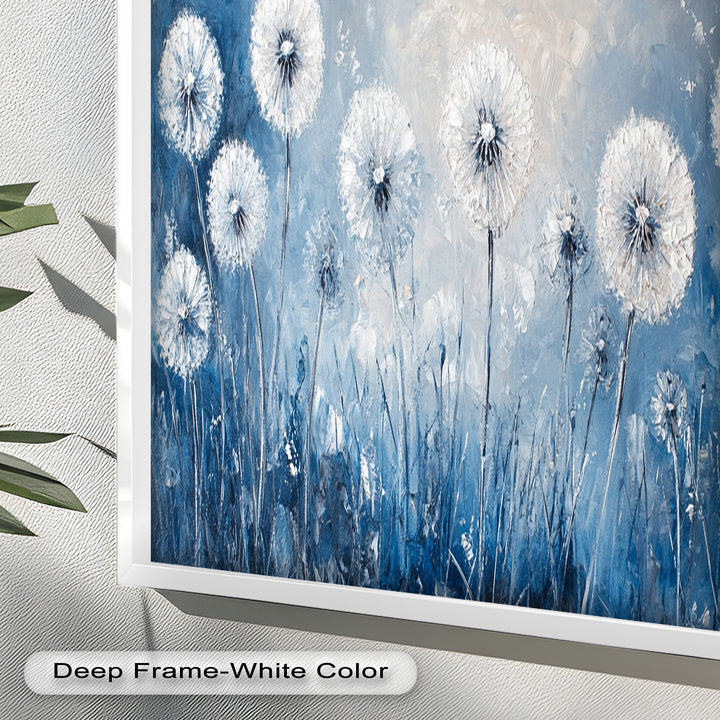 White Dandelion Field Wall Art – Floral Oil Painting