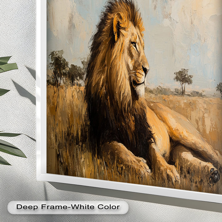 Regal Lion in Golden Plains – Wildlife Oil Painting
