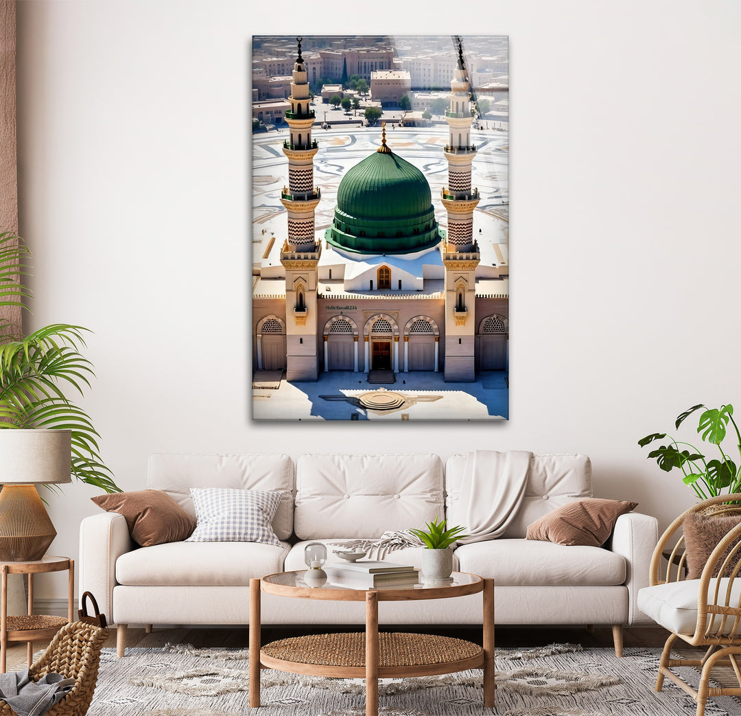 Sacred Harmony – Prophet’s Mosque Medina Dome Glass Wall Art