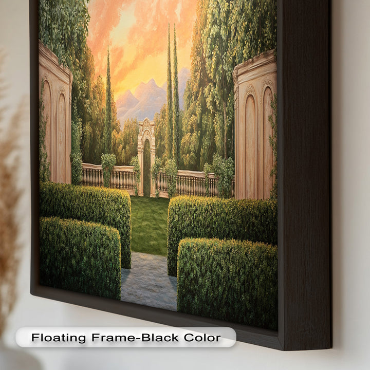 Sunset Garden Gateway – Classical Landscape Oil Painting