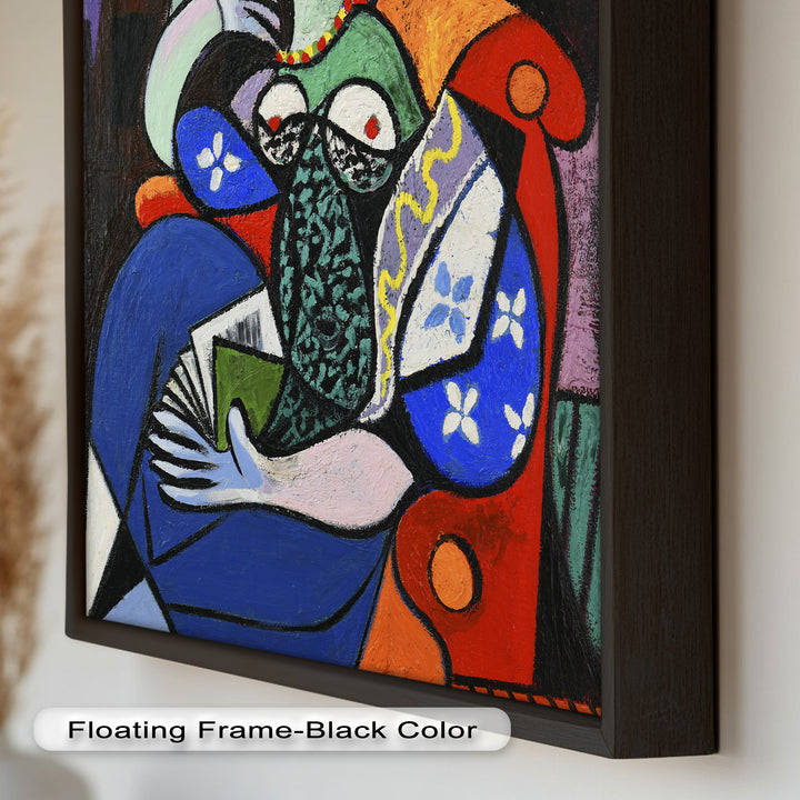 Abstract Woman Reading on Red Armchair - Picasso Oil Painting