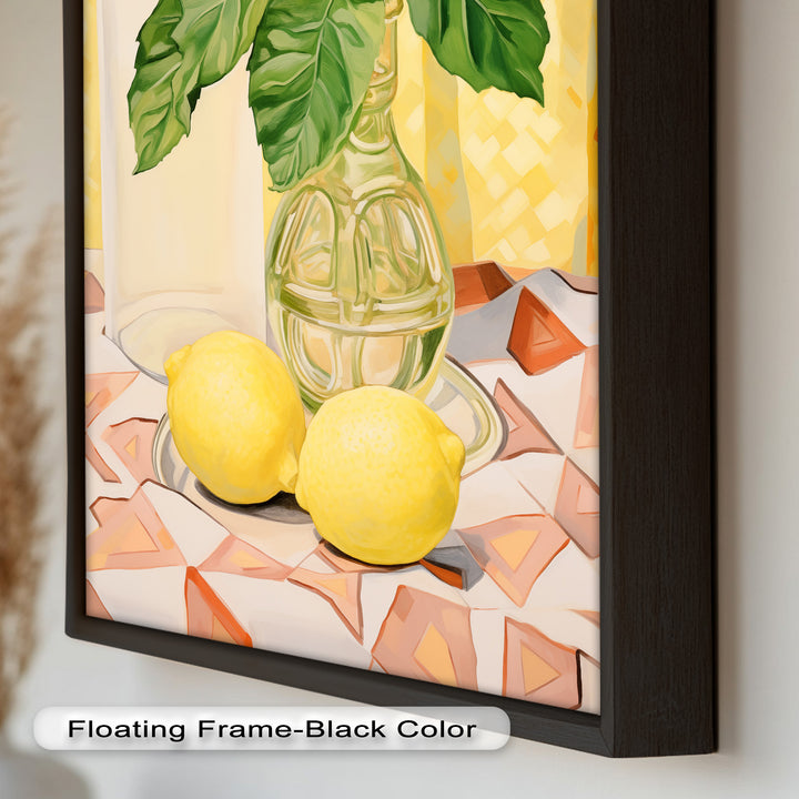 Lemon & Leaf Kitchen Art – Framed Oil Painting