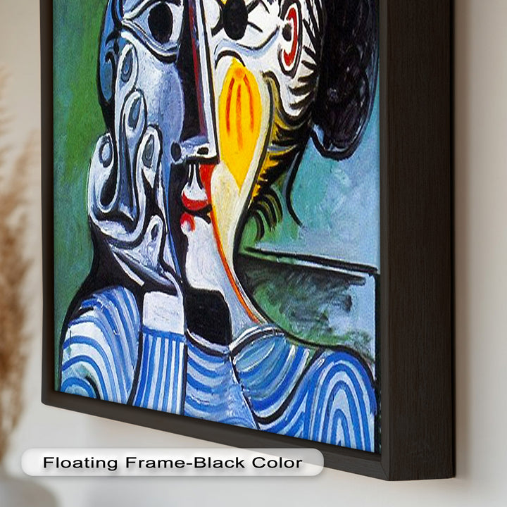 Woman in Striped Shirt – Bold Cubist Picasso Oil Painting