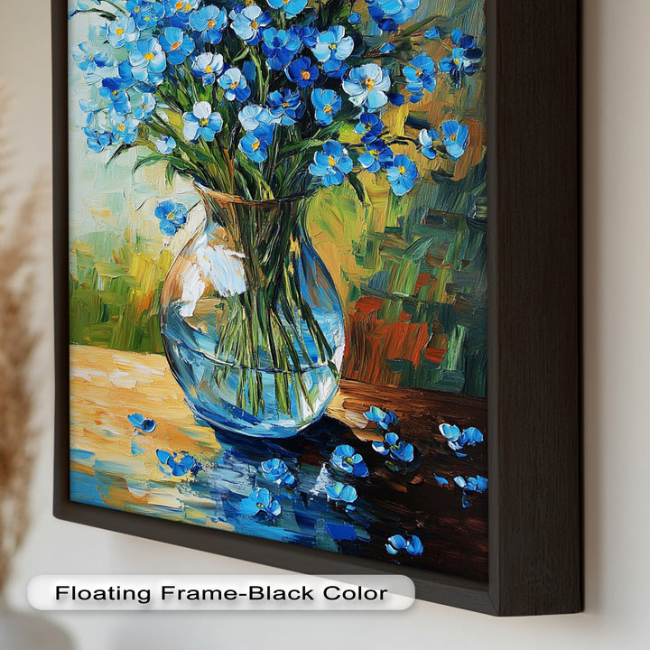 Blue Wildflower Bouquet Wall Art – Floral Oil Painting