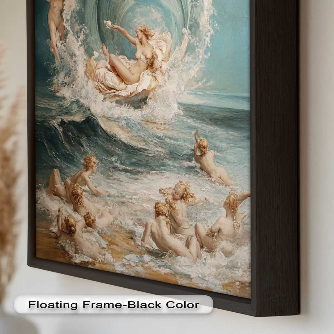 The Birth of Beauty – Mythic Seafoam and Cherubs Nude Oil Painting