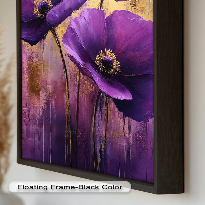 Purple Florals with Gold Accents - Flower Oil Painting