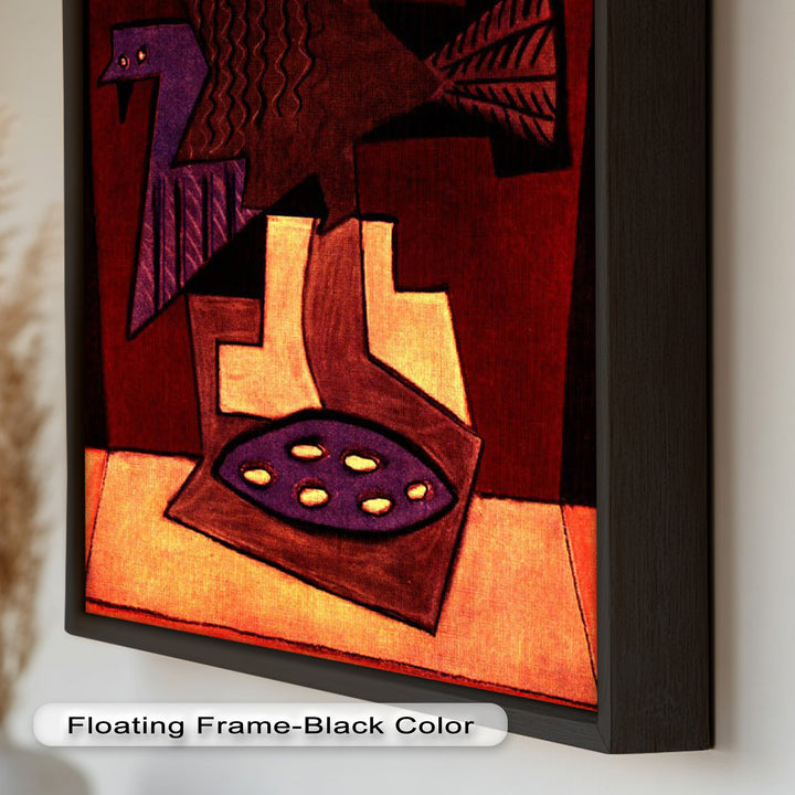 Abstract Bird & Bowl Wall Art – Cubist Oil Painting