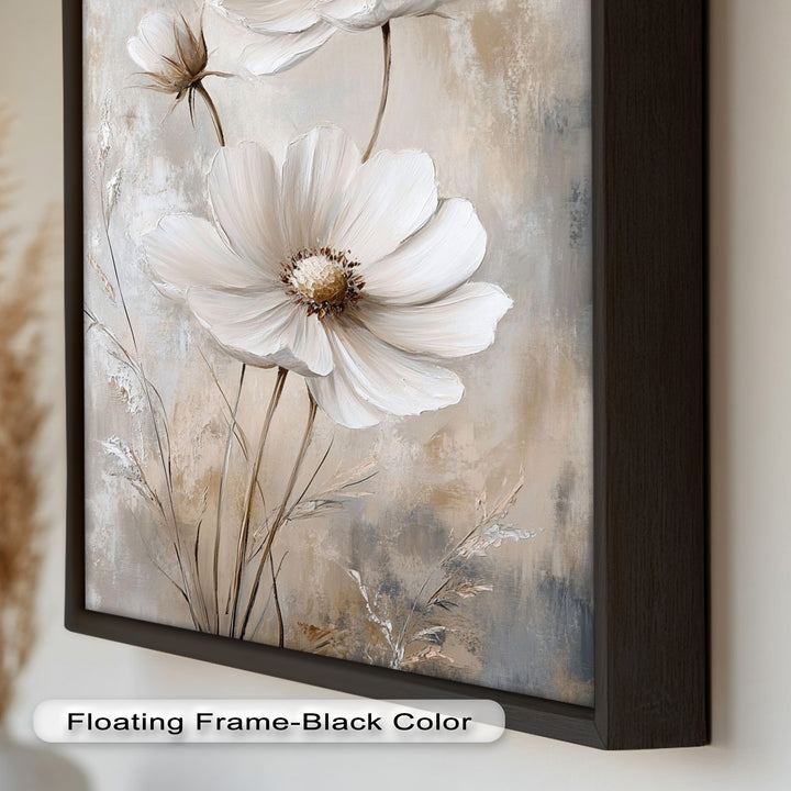 Soft Ivory Florals in Warm Neutrals - Flower Oil Painting
