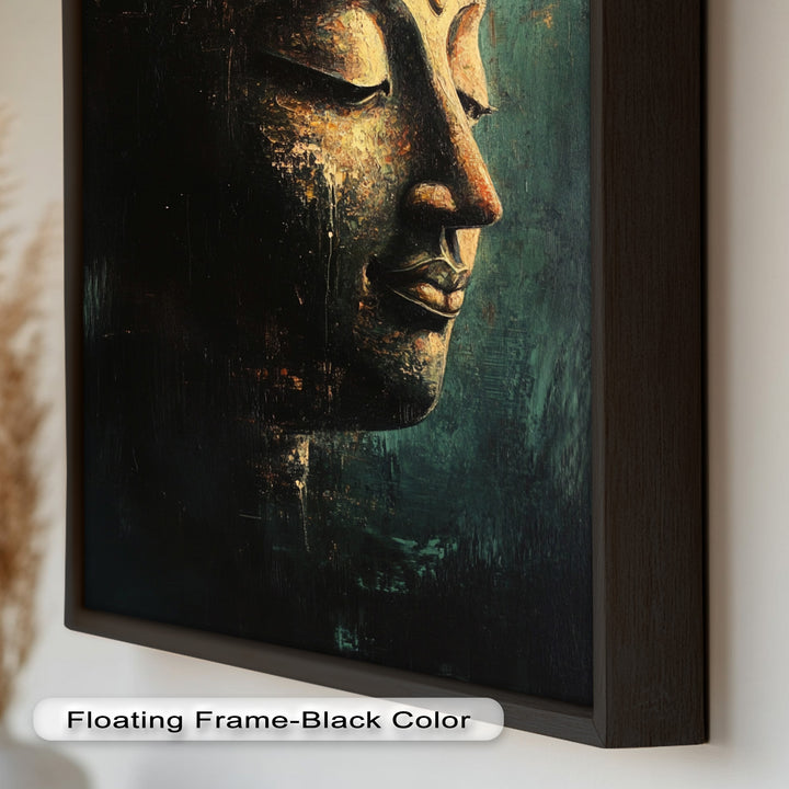 Ruhiges Buddha-Gesicht als Wandkunst – Religiöses Ölgemälde