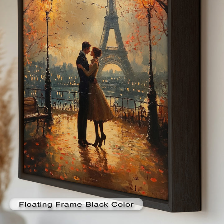 Paris Moonlight – Lovers Beneath the Eiffel Tower Love Oil Painting